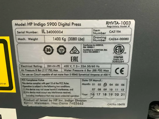2016 hp indigo 5900 digitale pers - afbeelding 18 van  20