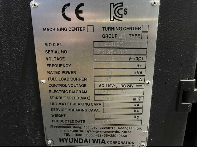 2016 hyundai wia l2100y cnc-draaibank - afbeelding 21 van  28