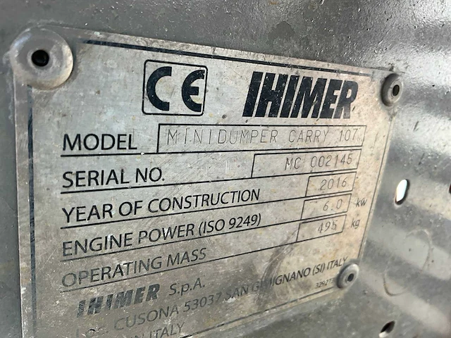 2016 ihimer minidumper carry 107 dumper - afbeelding 9 van  9
