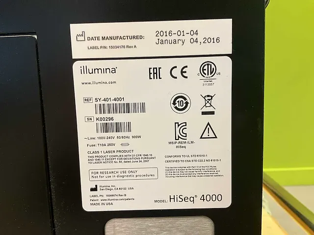 2016 illumina hiseq 4000 sequencing instrument - afbeelding 17 van  25