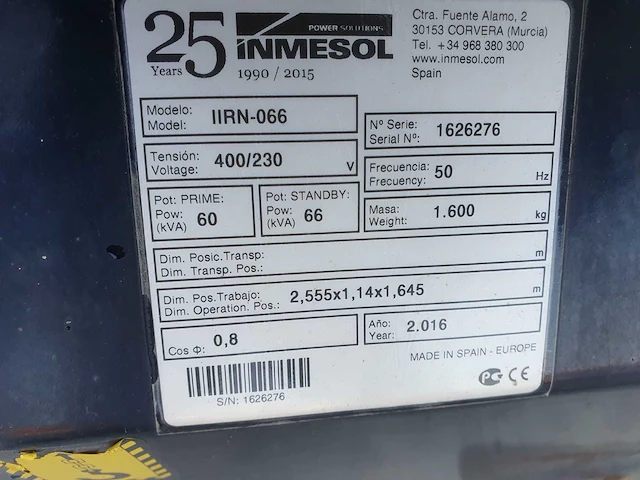 2016 immesol iirn-066 stroomgenerator - afbeelding 4 van  12
