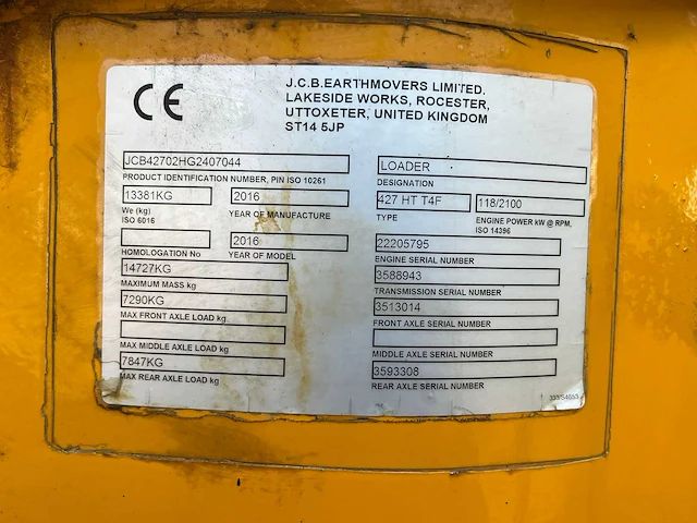 2016 jcb 427ht t4f shovel - afbeelding 11 van  24