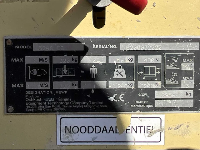 2016 jlg 3246es hoogwerker - afbeelding 22 van  29