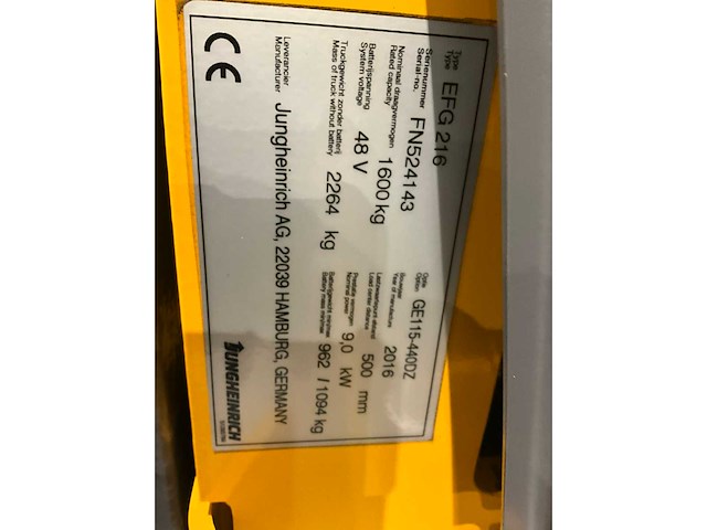 2016 jungheinrich efg 216k vorkheftruck - afbeelding 15 van  22