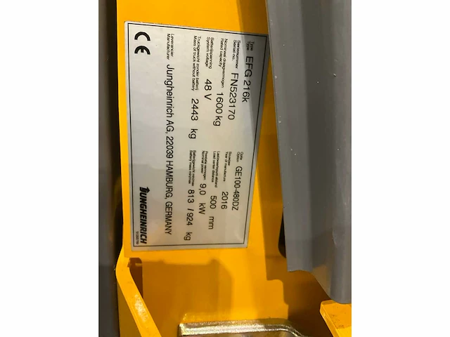 2016 jungheinrich efg 216k vorkheftruck - afbeelding 14 van  21