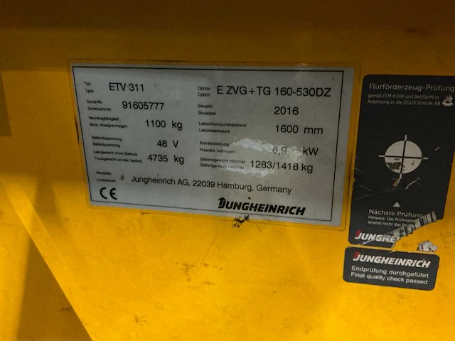 2016 jungheinrich etv 311 reach truck - afbeelding 6 van  14