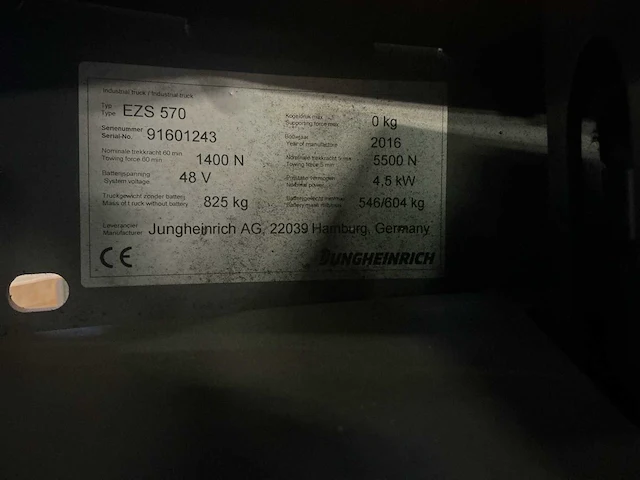 2016 jungheinrich ezs570 elektrische trekker - afbeelding 5 van  13