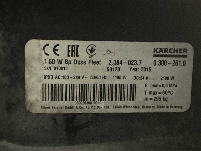2016 kärcher b 60 w bp dose fleet vloerreiniger - afbeelding 3 van  11