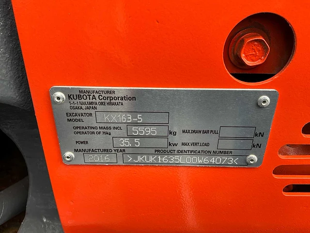 2016 kubota kx163-5 midi graafmachine - afbeelding 21 van  29