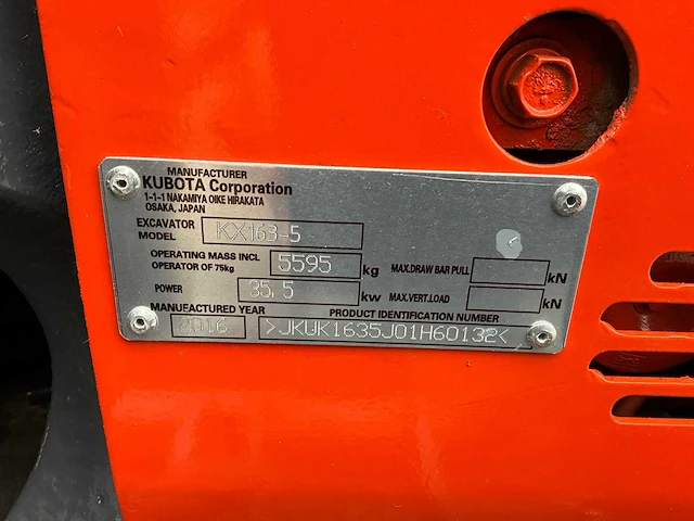 2016 kubota kx163-5 midigraafmachine - afbeelding 24 van  30