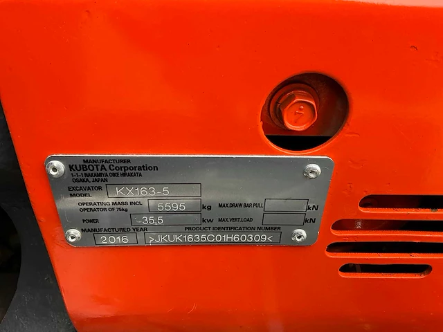 2016 kubota kx163-5 midigraafmachine - afbeelding 24 van  30