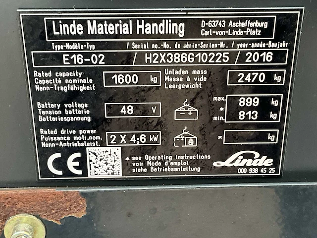 2016 linde e16-02 vorkheftruck - afbeelding 15 van  22