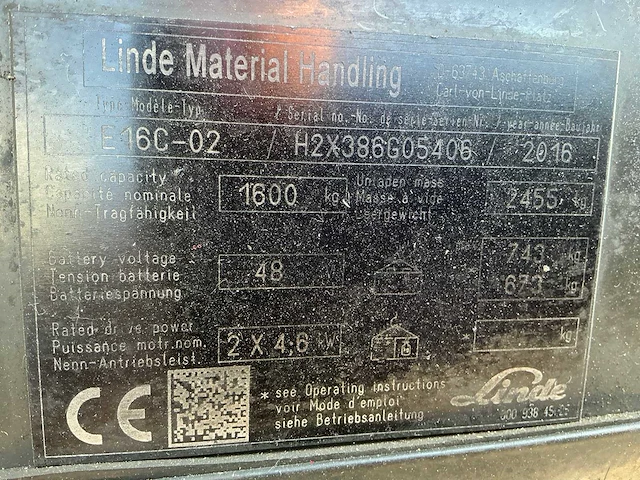 2016 linde e16c-02 vorkheftruck - afbeelding 8 van  16