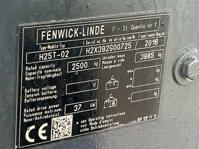 2016 linde h25t-02 vorkheftruck - afbeelding 9 van  17