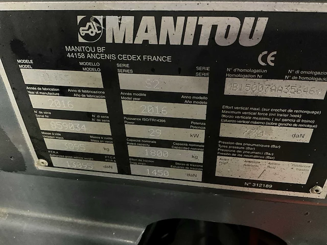 2016 manitou mi18g vorkheftruck - afbeelding 9 van  19