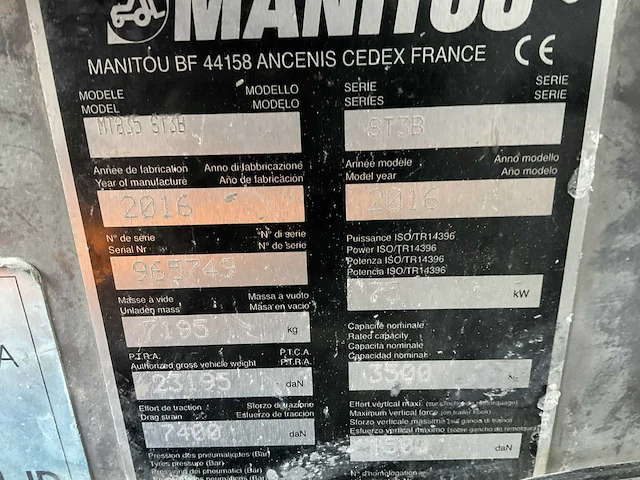 2016 manitou mt835 verreiker - afbeelding 19 van  27