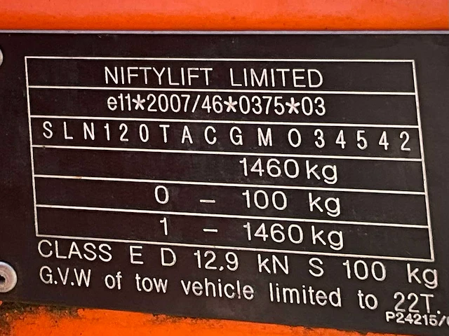 2016 niftylift nifty 120 tac hoogwerker aanhangwagen - afbeelding 35 van  35