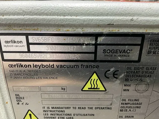 2016 oerlikon sogevac sv 40/60 bifc vacuümpomp - afbeelding 9 van  12