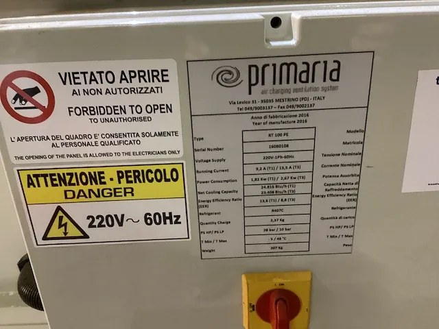 2016 primaria rt100 pé airconditioning - afbeelding 8 van  12