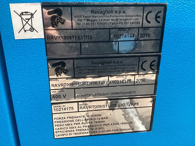 2016 ravaglioli ravrt009/011/ct/630.1vpfx remmen testbank - afbeelding 8 van  12