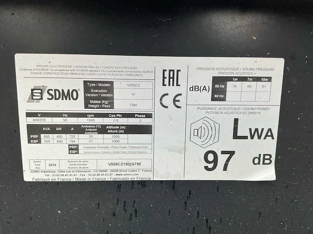 2016 sdmo v550c2 noodstroomaggregaat - afbeelding 16 van  25