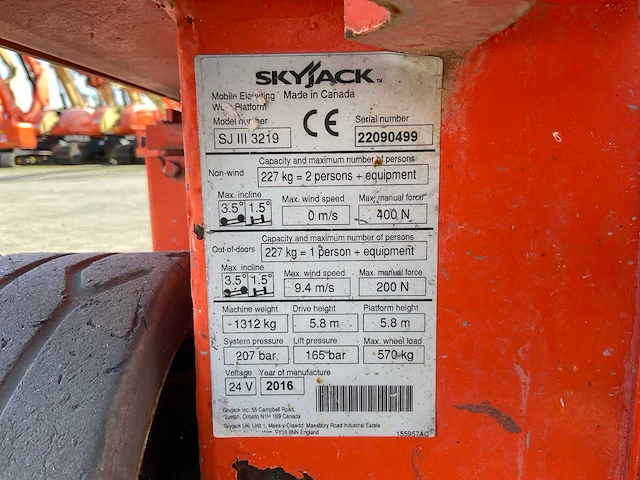 2016 skyjack sj iii 3219 hoogwerker - afbeelding 17 van  24