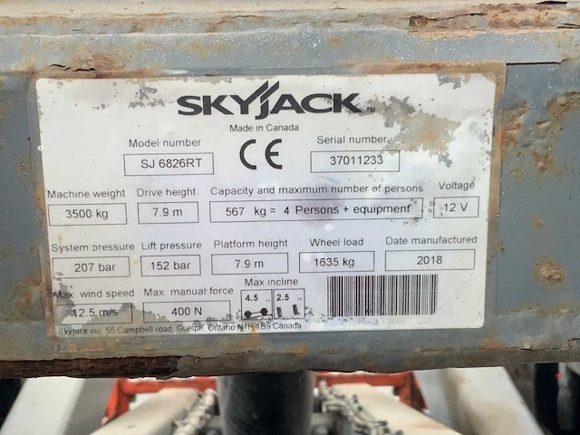 2016 skyjack sj6826rt ruwterrein hoogwerker 4x4 - afbeelding 21 van  30