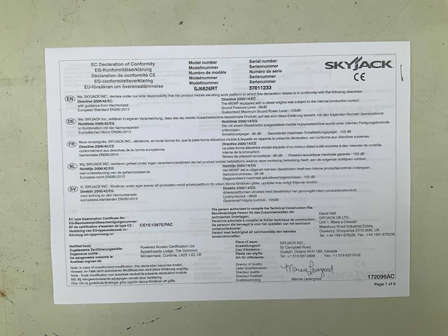 2016 skyjack sj6826rt ruwterrein hoogwerker 4x4 - afbeelding 22 van  30