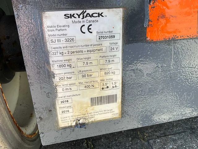 2016 skyjack sjiii 3226 hoogwerker - afbeelding 5 van  13