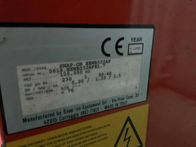 2016 snap-on eewb332ap banden balanceerapparaat - afbeelding 7 van  7
