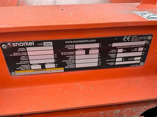 2016 snorkel s4726e hoogwerker - afbeelding 2 van  13