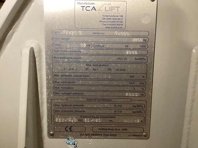 2016 tca lift fs 420 c hoogwerker - afbeelding 14 van  14