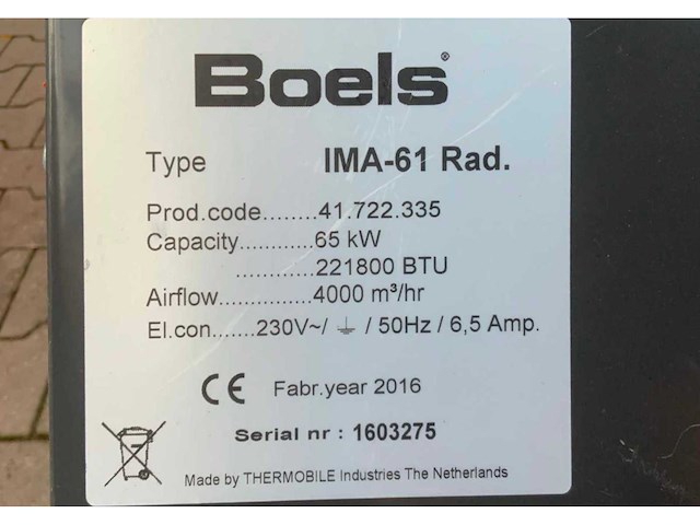 2016 thermobile ima-61 industriële heater / event heater / hetelucht turbine - afbeelding 7 van  7