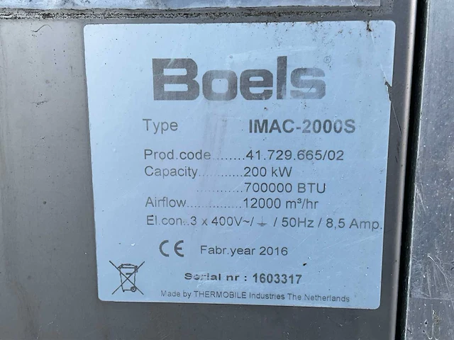 2016 thermobile imac-2000 s industriële heater / event heater / hetelucht turbine - afbeelding 5 van  13