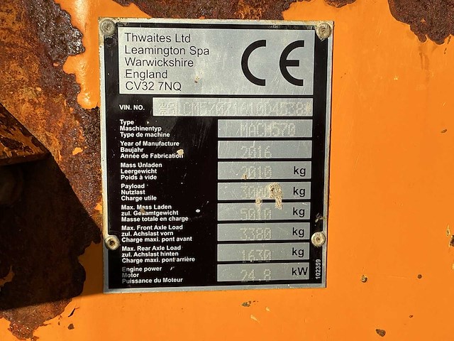 2016 thwaiits 3 tonne dumper - afbeelding 8 van  8