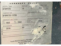 2016 toyota 8fbmt25 vorkheftruck - afbeelding 16 van  23