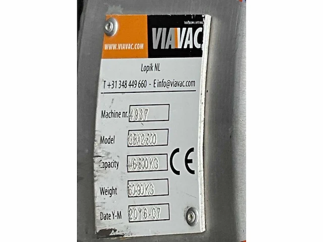 2016 viavac gbx2800 vacuümheffer - afbeelding 2 van  10