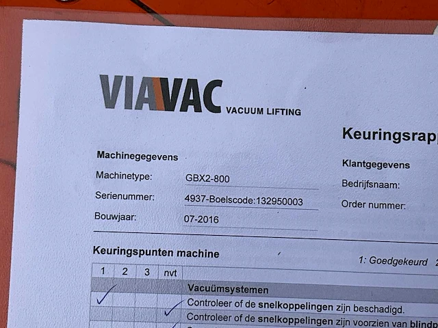 2016 viavac gbx2800 vacuümheffer - afbeelding 9 van  10