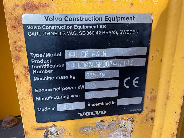 2016 volvo a30g dumper - afbeelding 18 van  25