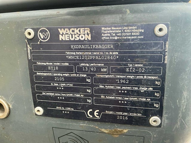 2016 wacker neuson et18 /ds minigraafmachine - afbeelding 47 van  51