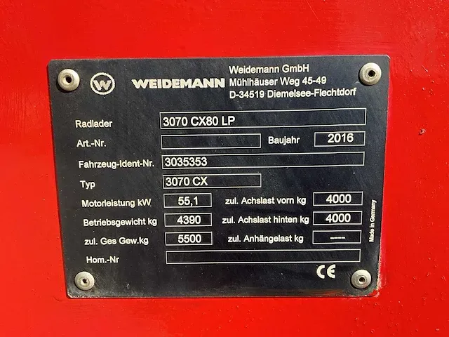 2016 weidemann 3070 cx80 lp shovel - afbeelding 16 van  23