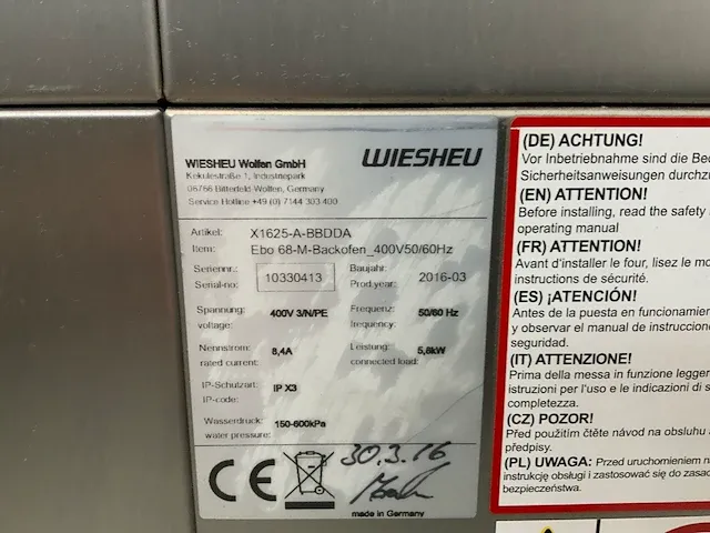 2016 wiesheu - bakkerijoven/dekoven combinatie - afbeelding 6 van  17
