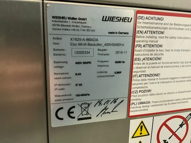 2016 wiesheu euromat 64l bakkerijoven combinatie - afbeelding 3 van  13