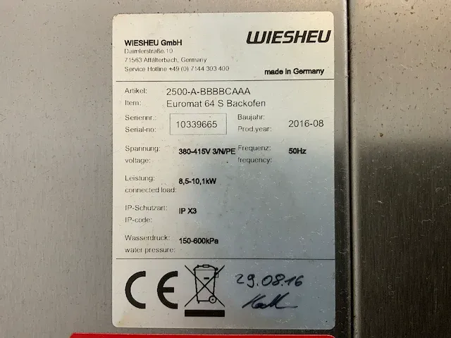 2016 wiesheu euromat 64s bakkerijoven - afbeelding 7 van  9