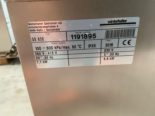 2016 winterhalter gs630 pannenwasmachine - afbeelding 7 van  8