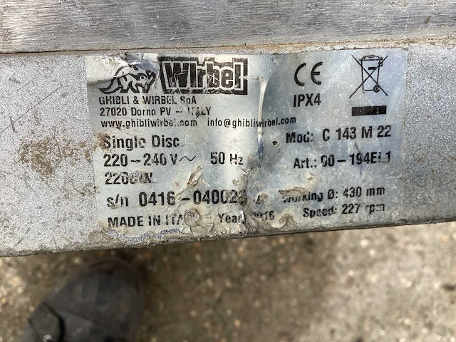 2016 wirbel c 143 l 22 schrob/schuur machine - afbeelding 6 van  6