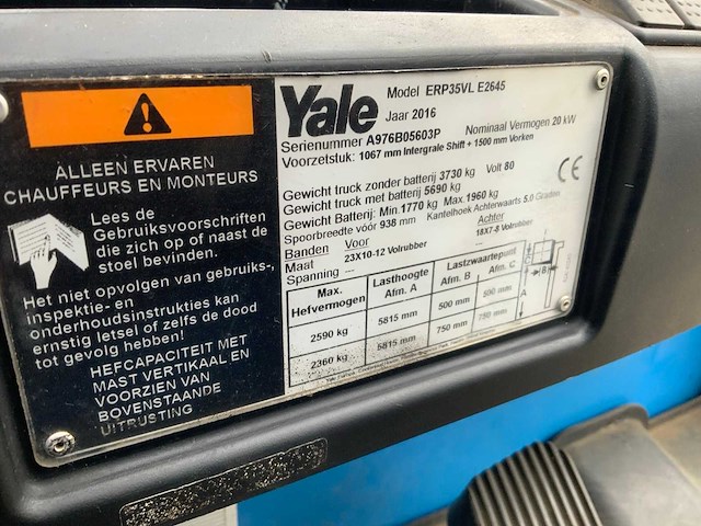 2016 yale erp35vl vorkheftruck - afbeelding 13 van  21