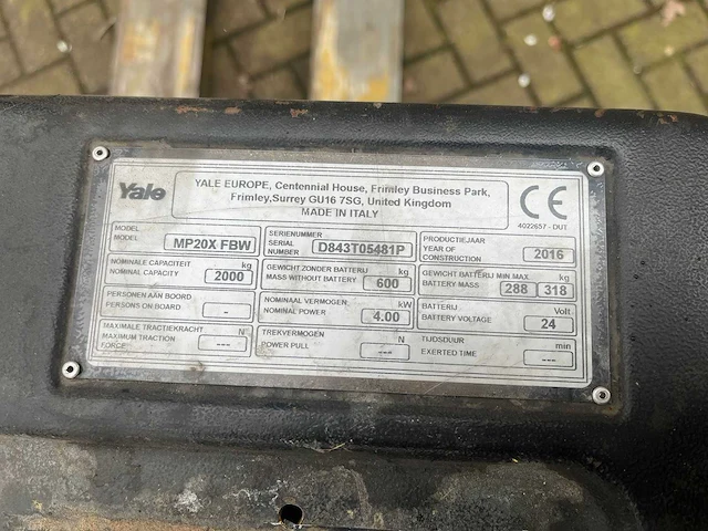 2016 yale mp20x fbw elektrische palletwagen - afbeelding 3 van  3