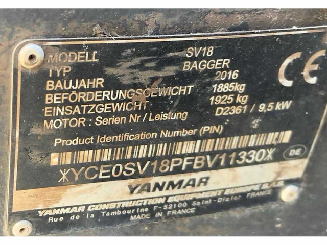 2016 yanmar sv18 crex mini graafmachine - afbeelding 18 van  25