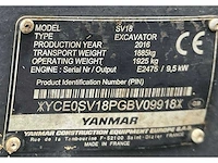 2016 yanmar sv18 mini graafmachine - afbeelding 24 van  30